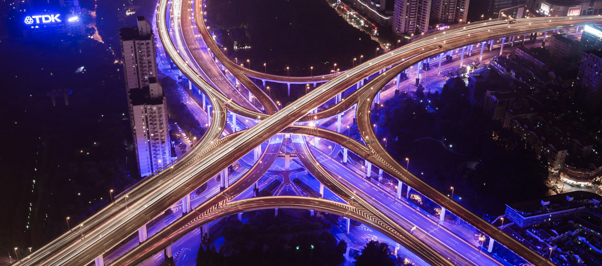 Cars on Smart Roads at night